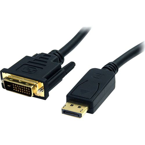 StarTech DP2DVI2MM6 6 ft. Black Connector A: 1   DisplayPort Male  Connector B: 1   19 pin DVI D (Single Link) Male DisplayPort to DVI Cable