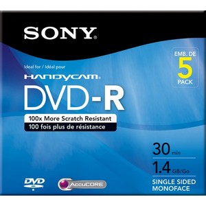 SONY 1.4GB DVD R 5 Packs Media Model 5DMR30R1H