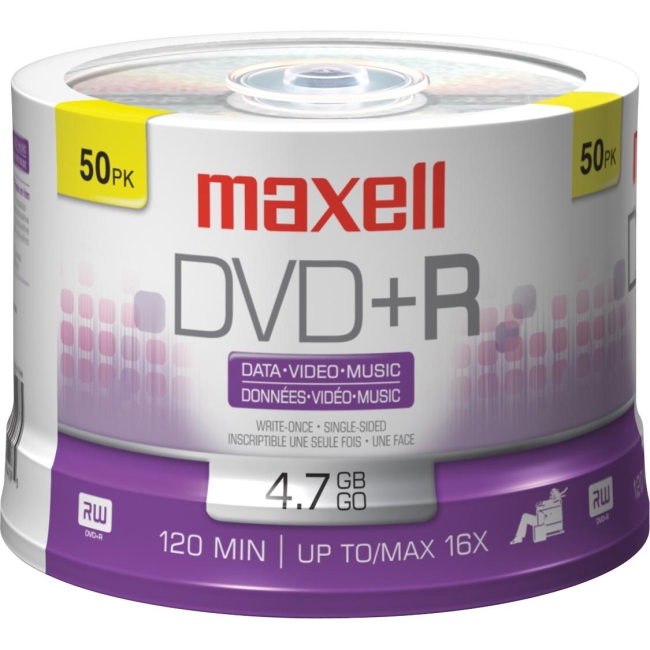 maxell 4.7GB 16X DVD+R 50 Packs Spindle Disc Model 639013