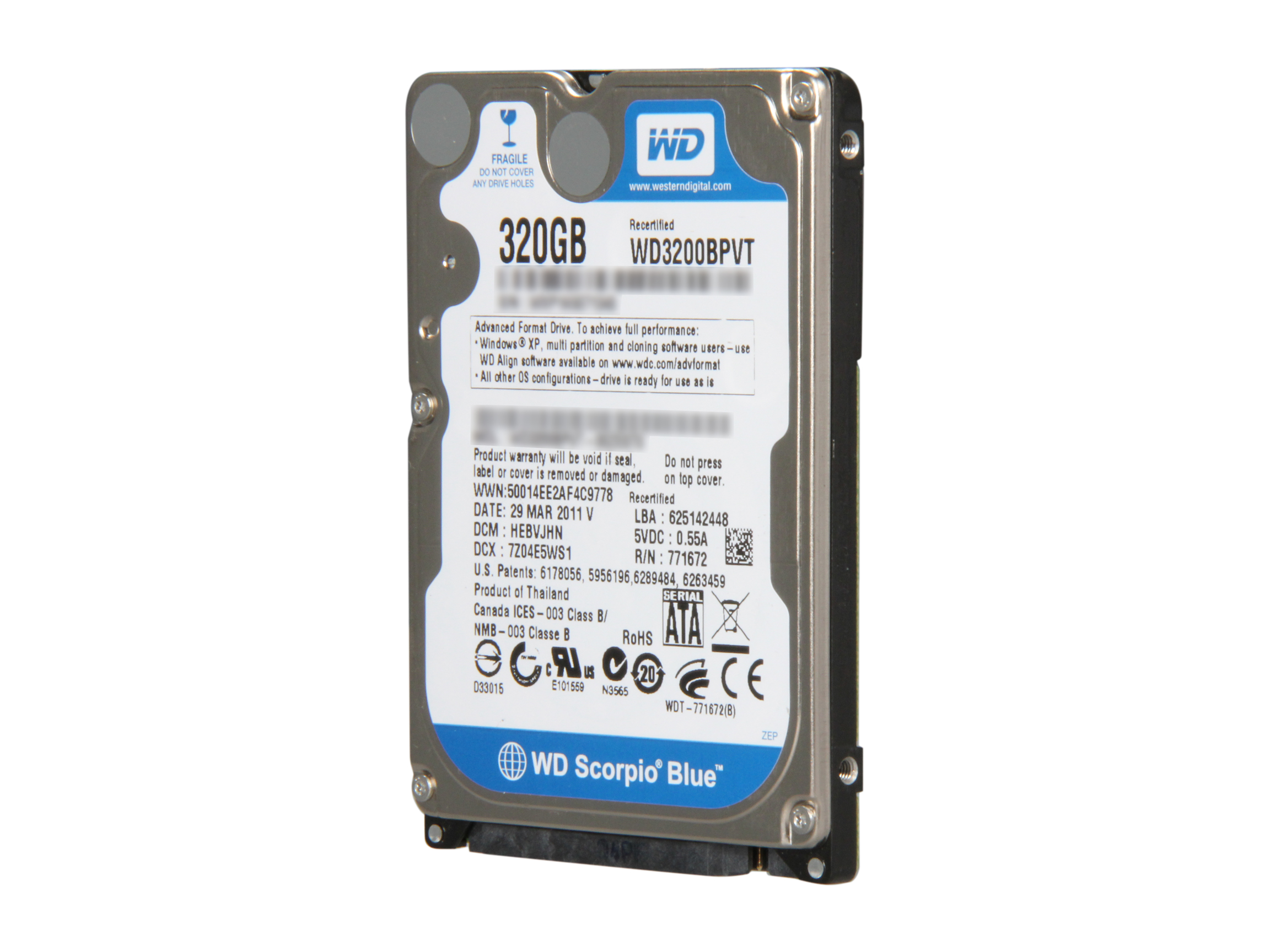 Western Digital Blue WD800JD 80GB 7200 RPM 8MB Cache SATA 3.0Gb/s 3.5" Internal Hard Drive Bare Drive