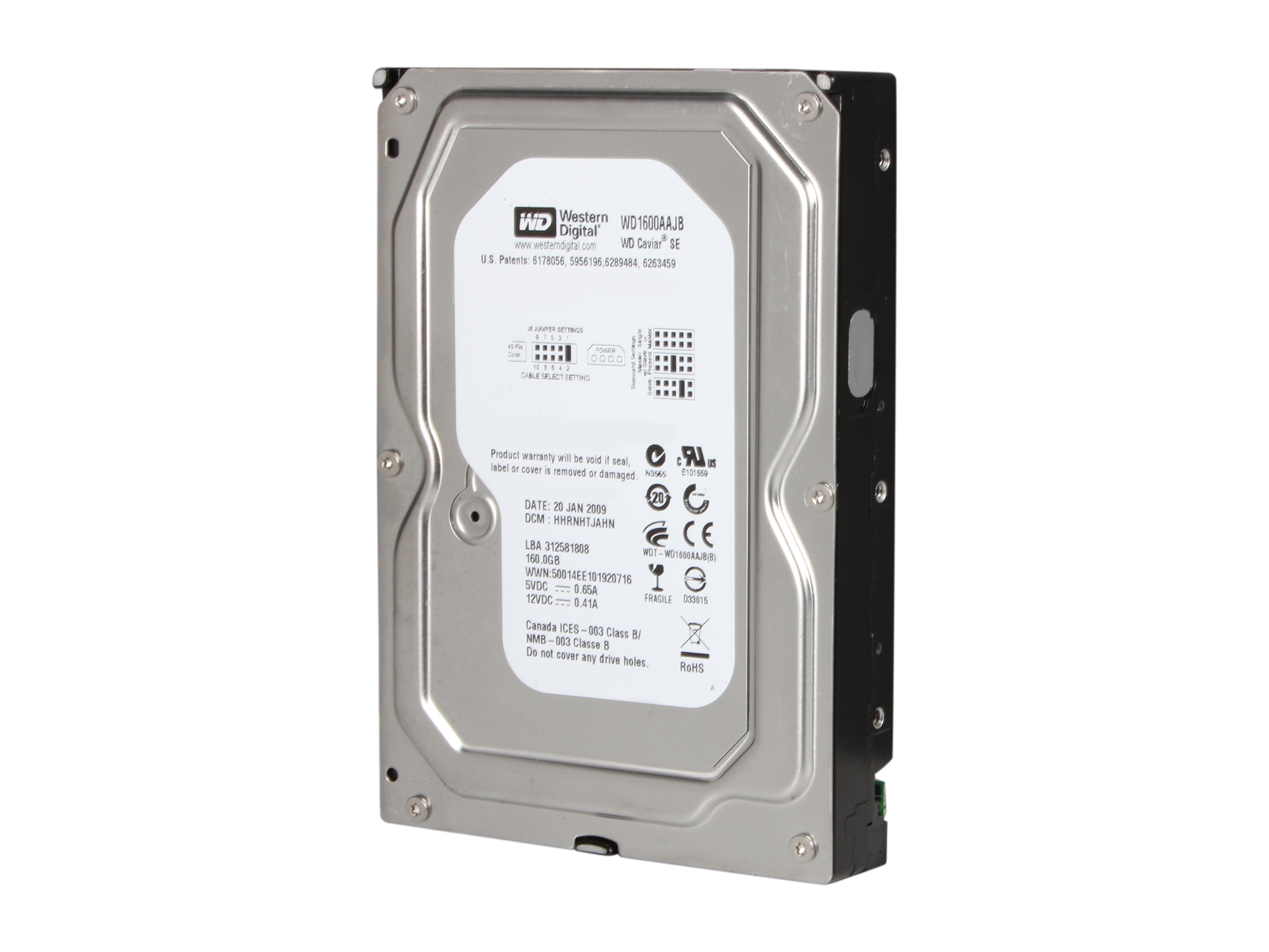 Refurbished WD Blue WD1600AAJB 160GB 7200 RPM 8MB Cache IDE Ultra ATA100 / ATA 6 3.5" Internal Hard Drive Bare Drive