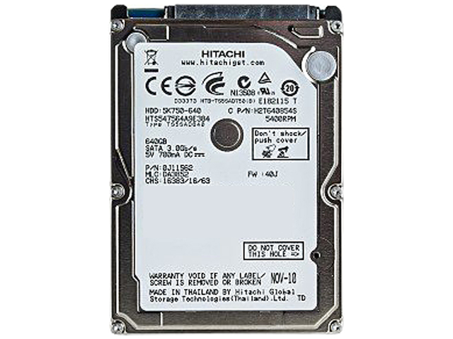 Refurbished Hitachi GST HTS547564A9E384 640GB 5400 RPM 8MB Cache SATA 3.0Gb/s 2.5" Internal Notebook Hard Drive Bare Drive