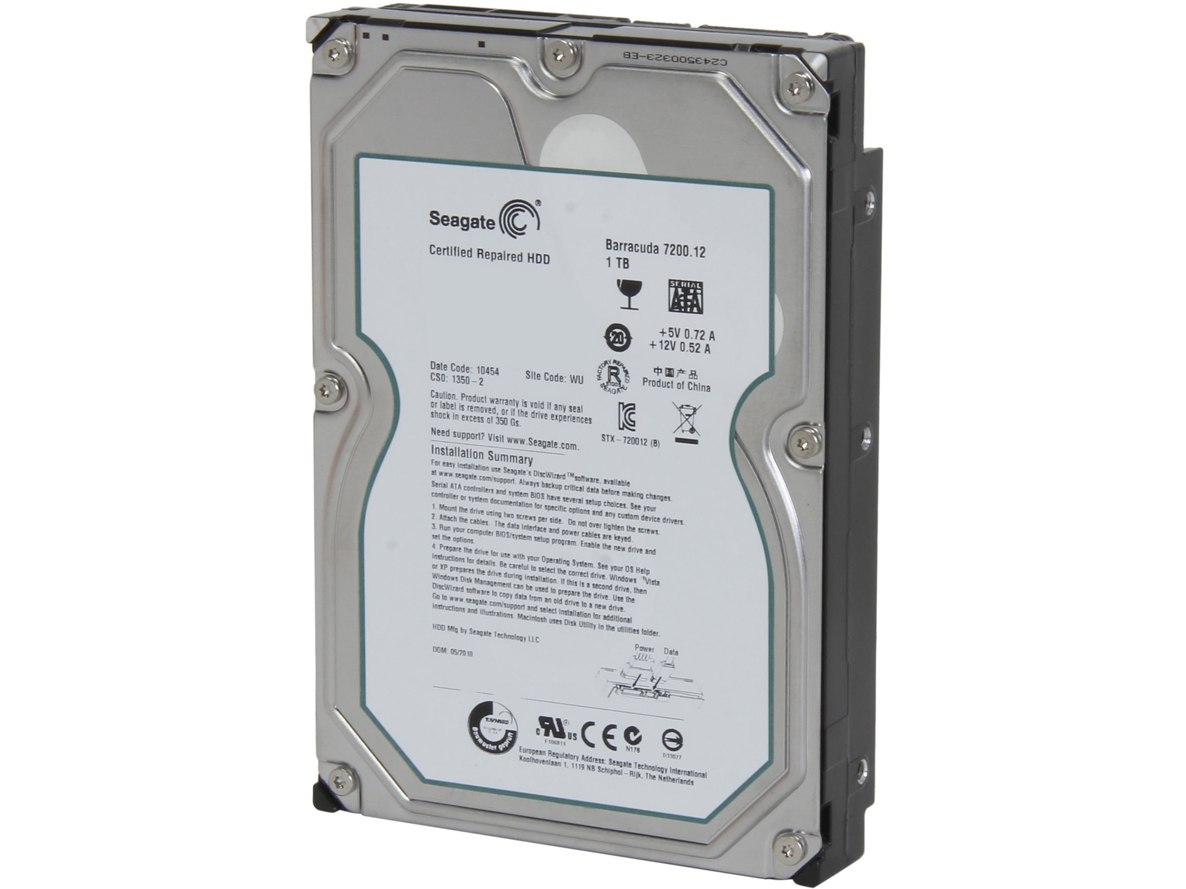 Refurbished Seagate Barracuda 7200.12 ST31000528AS 1TB 7200 RPM 32MB Cache SATA 3.0Gb/s 3.5" Internal Hard Drive Bare Drive