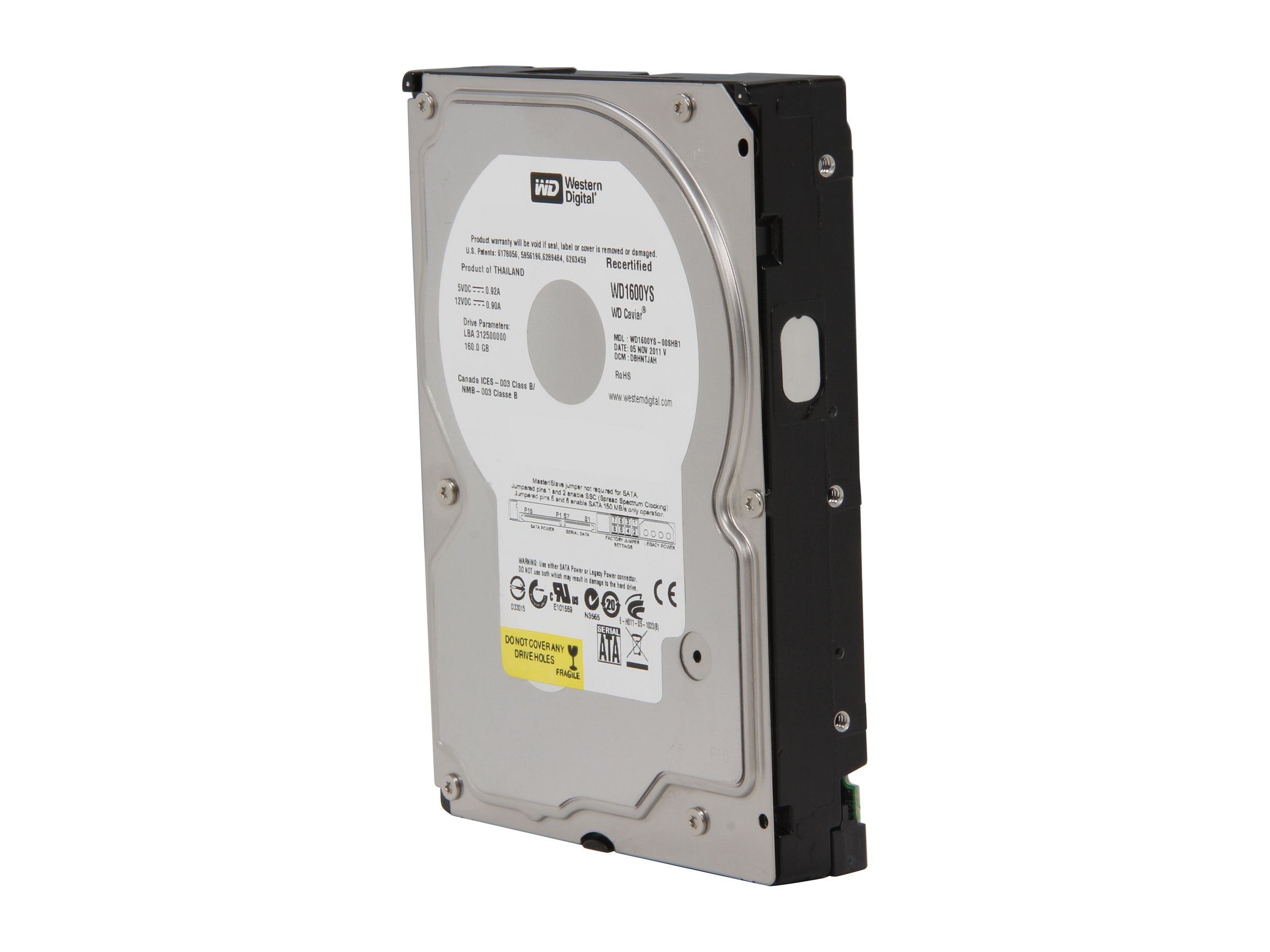 Refurbished WD Caviar RE WD1600YS 160GB 7200 RPM 16MB Cache SATA 3.0Gb/s 3.5" Hard Drive Bare Drive