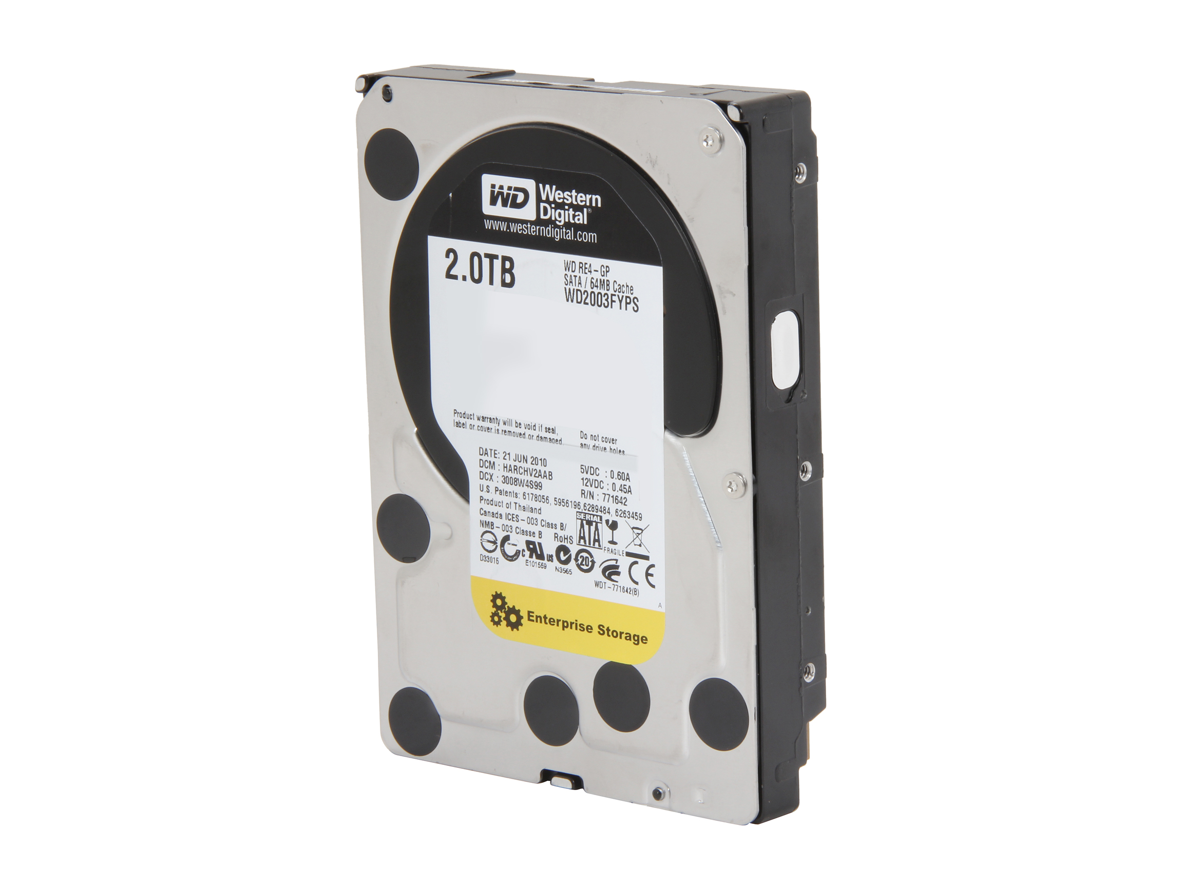 Refurbished Western Digital RE4 GP WD2003FYPS 2TB 64MB Cache SATA 3.0Gb/s 3.5" Internal Hard Drive Bare Drive