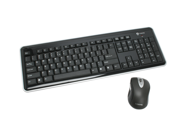 i rocks RF 6572 BK Piano Black 104 Normal Keys 2.4 GHz RF Wireless Slim Keyboard/Mouse Combo w/ Travel Pouch