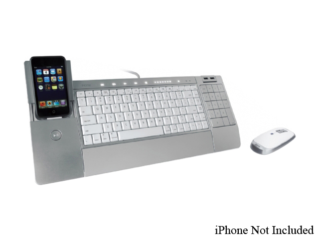 iHome iConnect Media Keyboard & Wireless Laser Mouse With iPod Dock (Silver) Model IH K236LS
