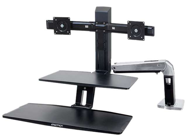Ergotron 24 392 026 WorkFit A with Suspended Keyboard, Sit Stand Workstation, Dual monitors