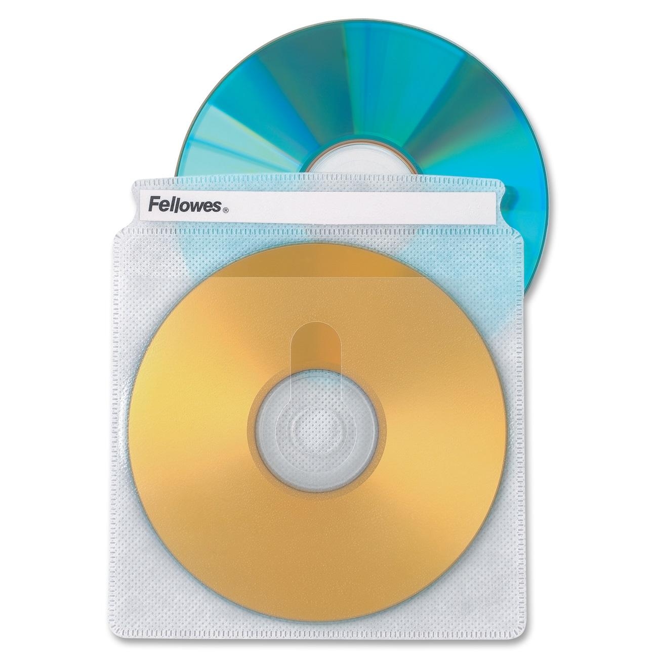 Fellowes 90659 50PK CD Sleeves Clear Vinyl Double Sided   100 CDs Capacity   CD / DVD Accessories