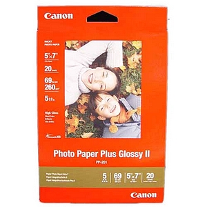 Canon
PHOTO PAPER PLUS GLOSSY II (2311B024), Photo Paper   5 in x 7 in   20 Sheets