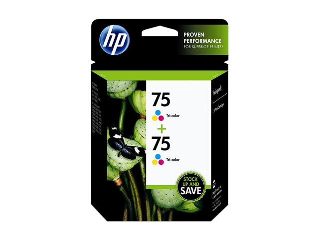 HP 75 Tri color 2 pack combo ink cartridge(CZ070FN#140)  Magenta, Yellow, Cyan