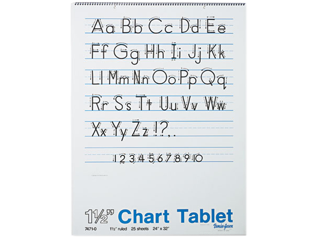 Pacon 74710 Chart Tablets w/Manuscript Cover, Ruled, 24 x 32, White, 25 Sheets/Pad