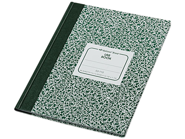 National Brand 53110 Lab Notebook, Quadrille Rule, 7 7/8 x 10 1/8, White, 96 Sheets/Pad