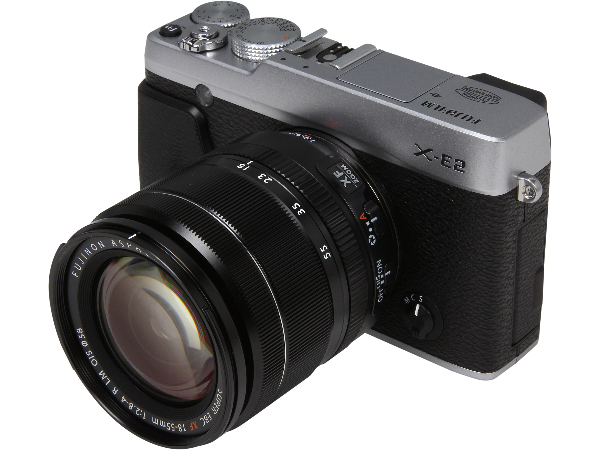 FUJIFILM X E2 16404935 Silver 16 MP 3.0" 1040K LCD Compact Mirrorless System Camera with 18 55mm Lens