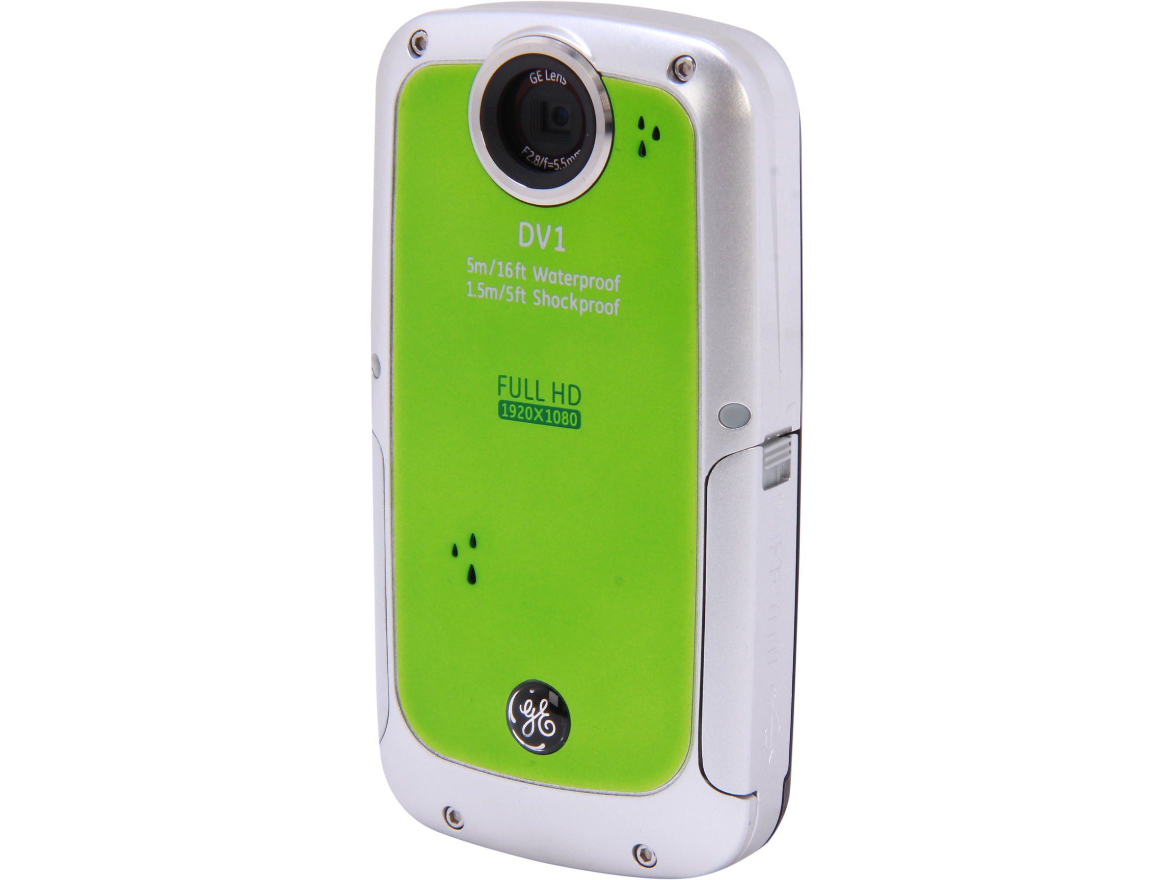 Refurbished GE DV1 Waterproof/Shockproof 1080P Pocket Video Camera Lime Green