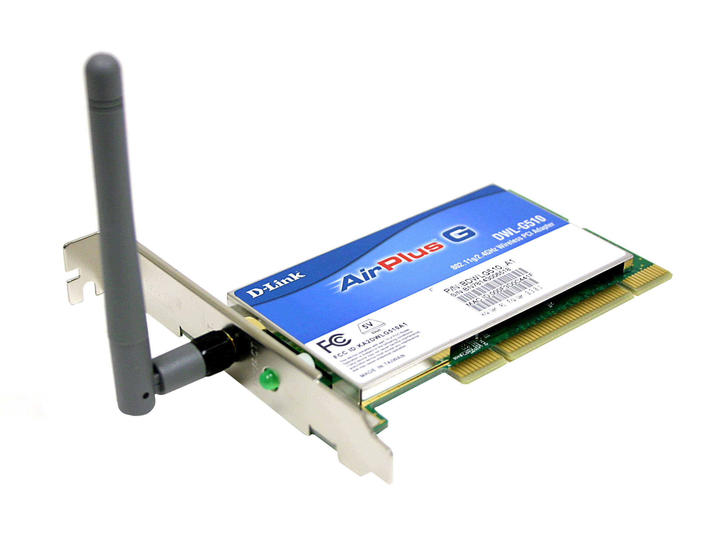 D Link DWL G510 High Speed Wireless Adapter IEEE 802.11b/g 32 bit PCI Up to 54Mbps Wireless Data Rates