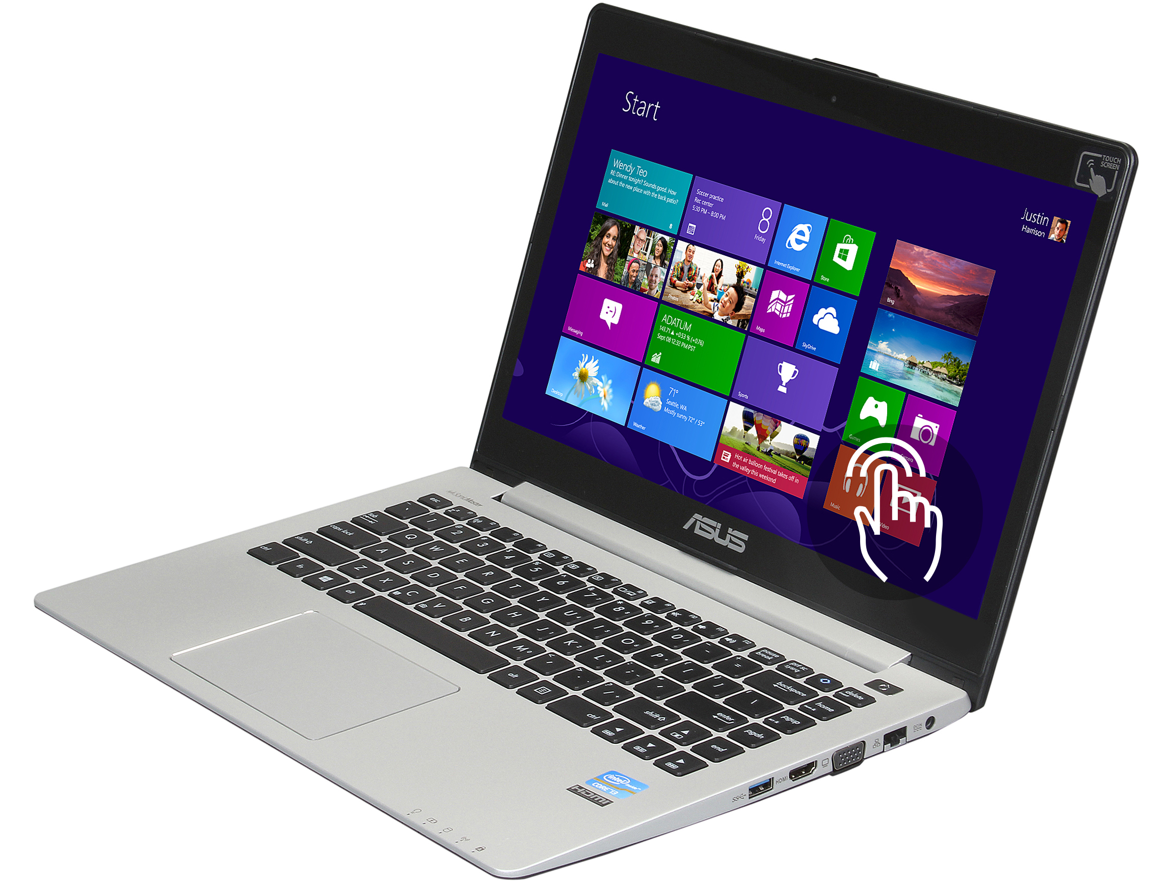 ASUS VivoBook V400CA DB31T Notebook Intel Core i3 2365M (1.40GHz) 4GB Memory 500GB HDD Intel HD Graphics 3000 14.0" Touchscreen Windows 8 64 Bit