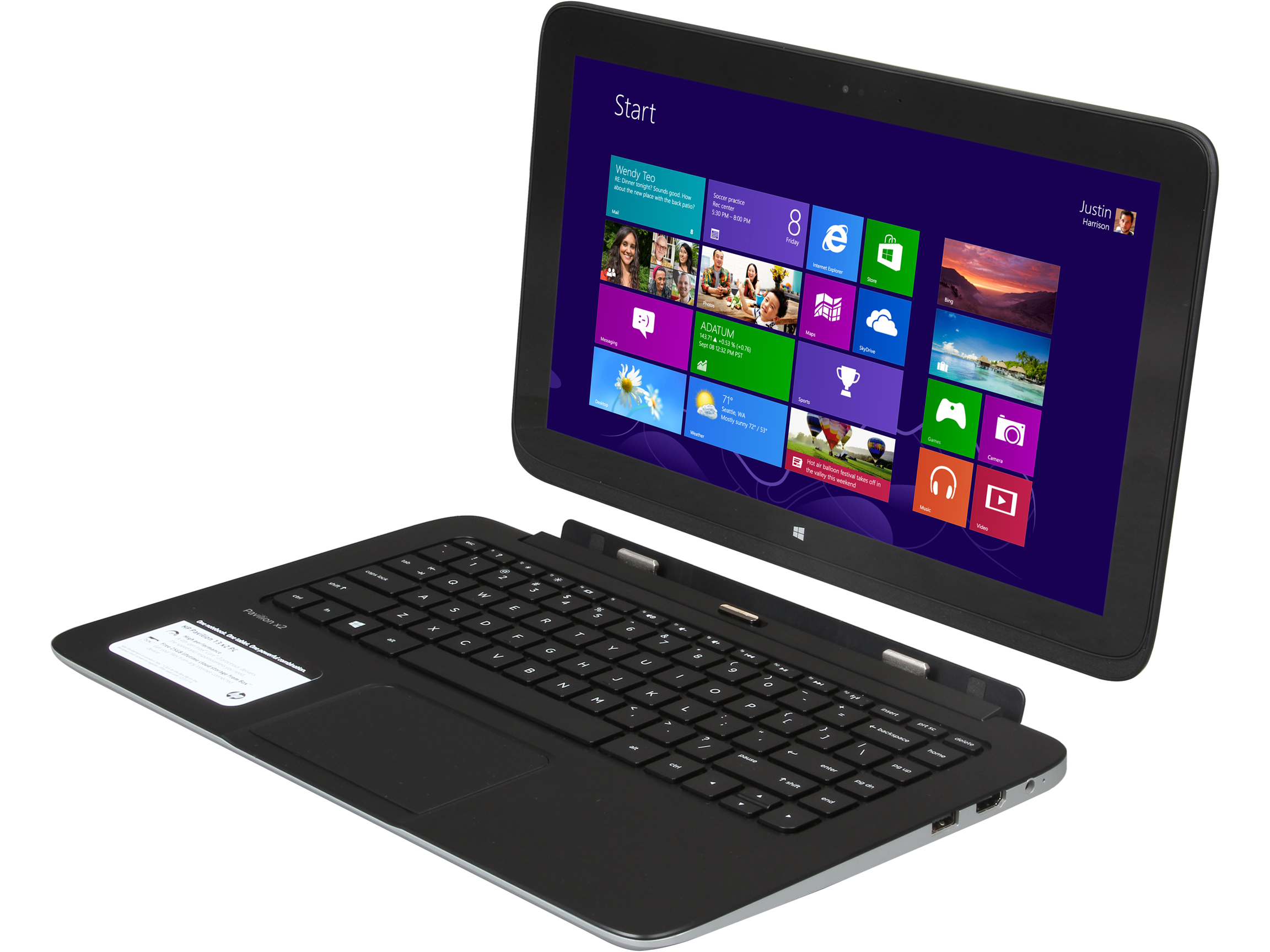 HP Pavilion x2 13 p110nr Detachable 2 in 1 Ultrabook   Intel Core i3 4020Y (1.5GHz) 4GB RAM 128GB SSD 13.3" Touchscreen Windows 8.1