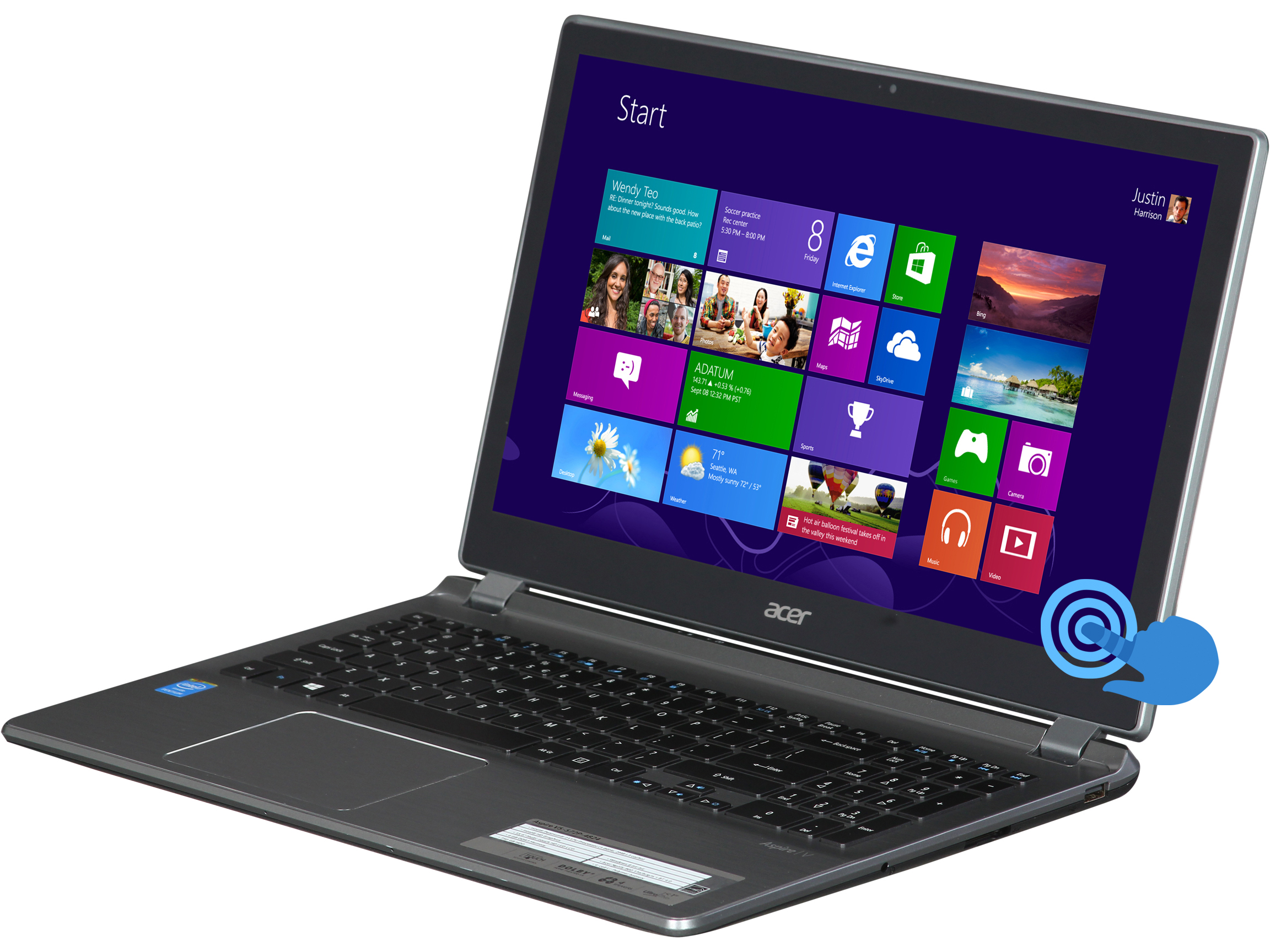 Refurbished Acer Laptop Aspire V5 V5 572P 4824 Intel Pentium 2117U (1.80 GHz) 6 GB Memory 750 GB HDD Intel HD Graphics 15.6" Touchscreen Windows 8