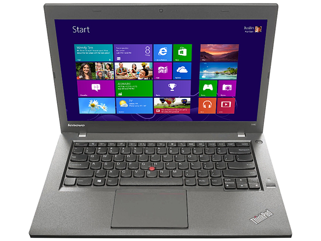 ThinkPad Laptop T Series T440 (20B6008EUS) Intel Core i5 4200U (1.60 GHz) 4 GB Memory 500 GB HDD Intel HD Graphics 4400 14.1" Windows 7 Professional 64 Bit Upgradable to Windows 8 Pro 64 Bit