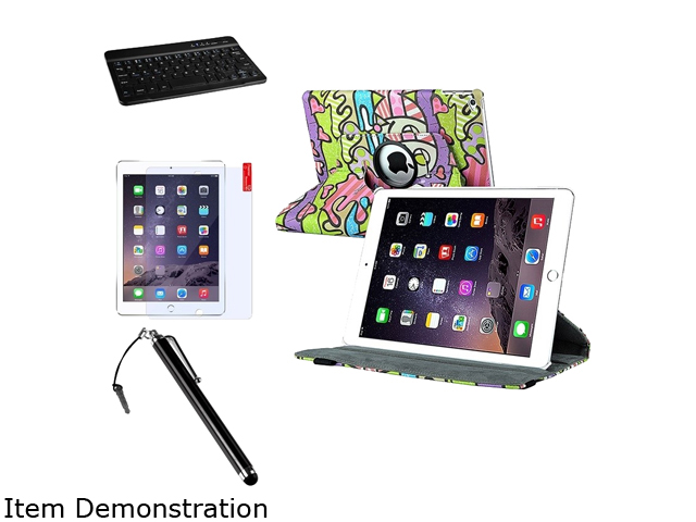 Insten For 2014 Apple iPad Air 2 Graffiti PU Folio Leather 360 Slim Case  + Film + Stylus + Keyboard 2051425