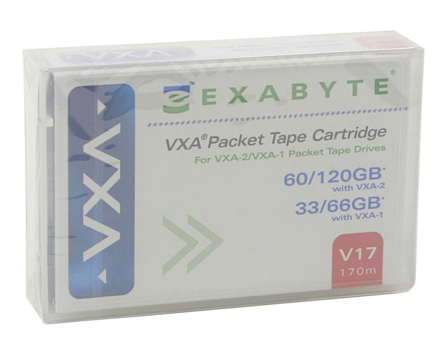 EXABYTE 111.00103 33/66 GB (VXA 1)
60/120 GB (VXA 2) VXA 1 / VXA 2 Tape Media 1 Pack