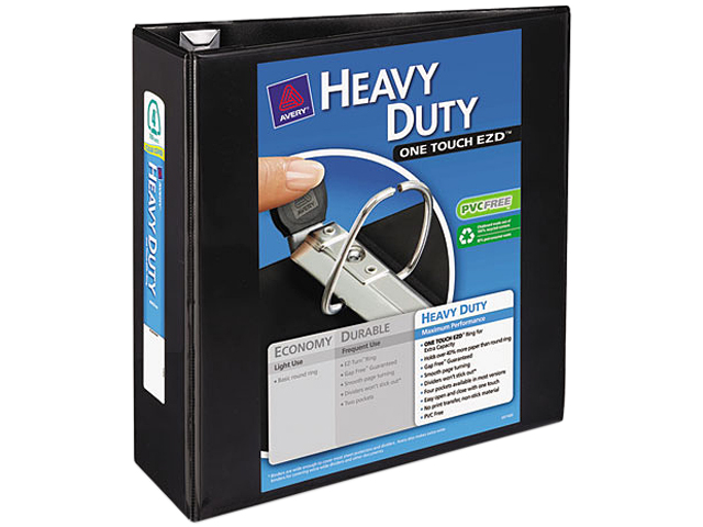 Avery 79604 Nonstick Heavy Duty EZD Reference View Binder, 4" Capacity, Black