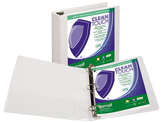 Samsill 18267 Clean Touch Locking Round Ring View Binder, 2" Capacity, White