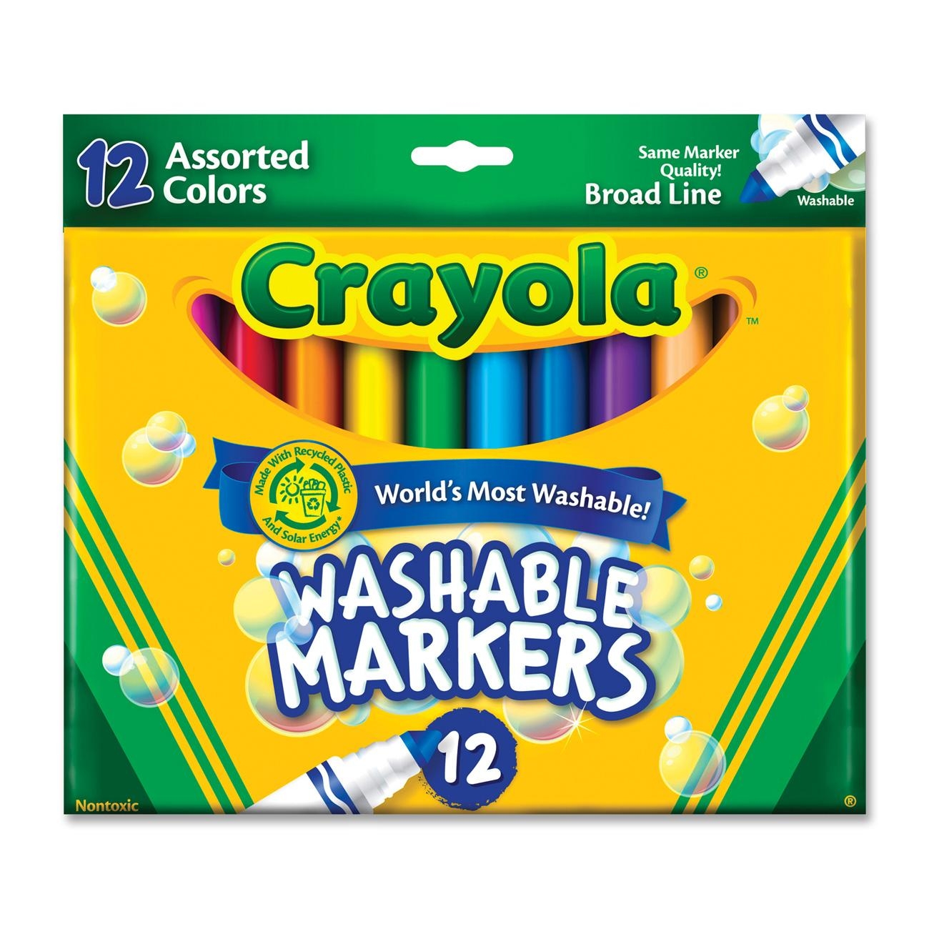 Crayola 58 7812 Washable Markers, Broad Point, Classic Colors, 12/Set