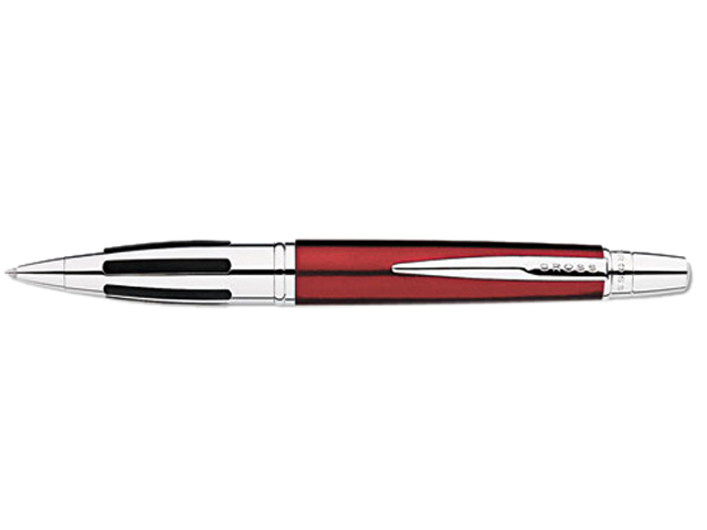 Cross AT0322 3 Contour Ballpoint Retractable Solvent Pen, Red Barrel, Black Ink, Medium 