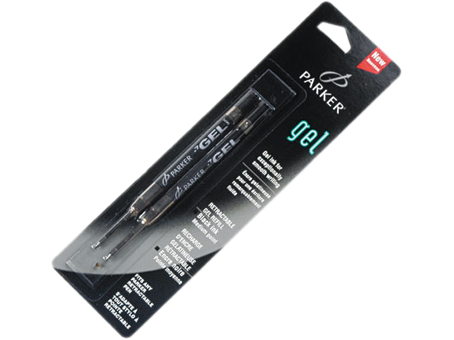 Parker 30525PP Refill for Gel Ink Roller Ball Pens, Medium, Black Ink, 2/Pack