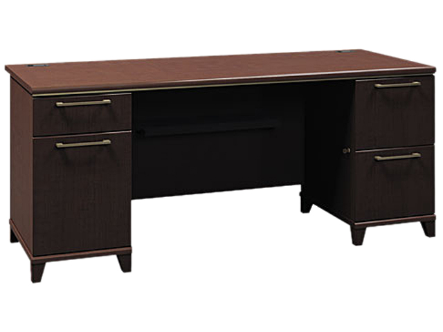 Bush Enterprise Double Pedestal Desk, 70 1/8w x 28 1/2d x 30h, Mocha Cherry, Carton 1