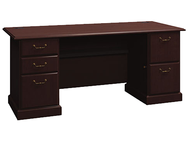 Bush Syndicate Double Pedestal Desk, 72 1/4w x 30d x 30h, Mocha Cherry, Carton 2