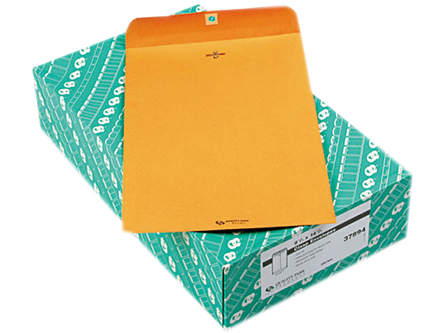 Quality Park 37894 Clasp Envelope, 9 1/4 x 14 1/2, 28lb, Light Brown, 100/Box