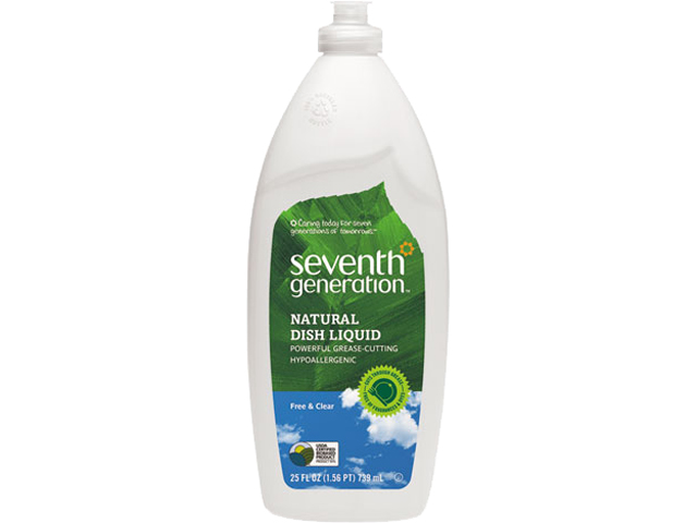 Seventh Generation 22733 Natural Dishwashing Liquid, Free & Clear, 25 oz. Bottle