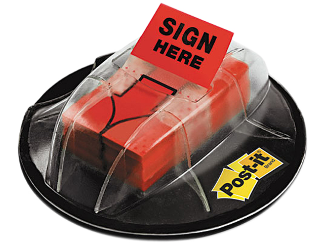 Post it Flags 680 HVSHR High Volume Flag Dispenser, "Sign Here", Red, 200 Flags/Dispenser