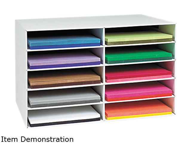 Pacon 001316 Classroom Construction Paper Storage, 10 Slots, 26 7/8 x 16 7/8 x 18 1/2