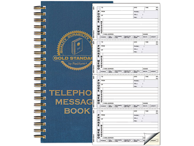 Rediform 50 079 Wirebound Message Book, 2 3/4 x 5, Two Part Carbonless, 600 Sets/Book