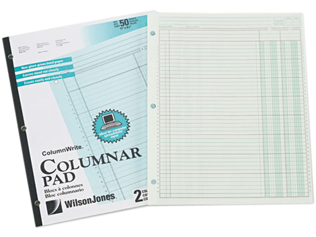 Wilson Jones G7202A Accounting Pad, Two Eight Unit Columns, 8 1/2 x 11, 50 Sheet Pad