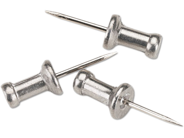 GEM CPAL4 Aluminum Head Push Pins, Aluminum, Silver, 1/2", 100/Box 
