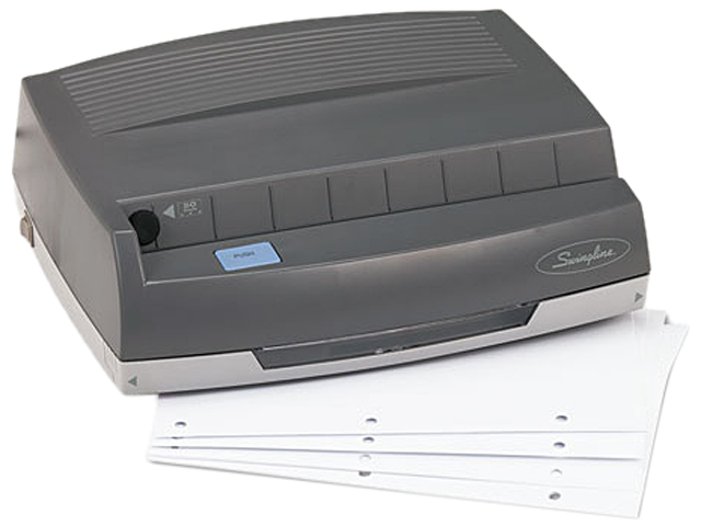 GBC Swingline 9800350 50 Sheet 350MD Electric Three Hole Punch, 1/4 Inch Hole, Gray