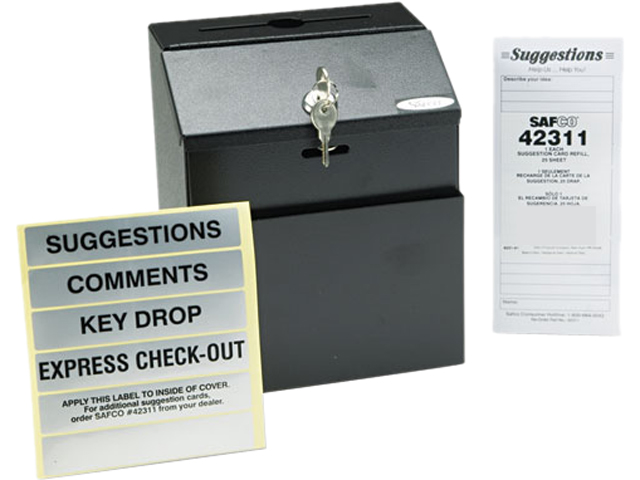 Safco 4232BL Steel Suggestion/Key Drop Box with Locking Top, 7 x 6 x 8 1/2