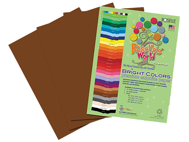 Roselle 72401 Premium Sulphite Construction Paper, 76 lbs., 9 x 12, Dark Brown, 50/Pack