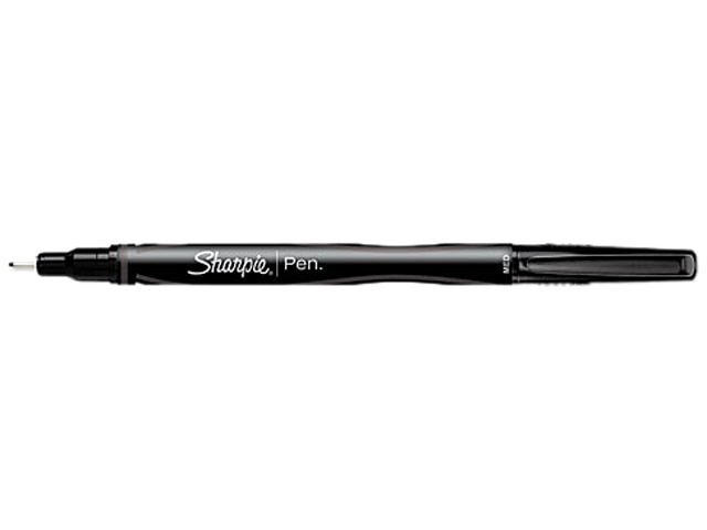 Sharpie 1765293 Plastic Point Stick Permanent Water Resistanat Pen, Black Ink, Medium, Dozen