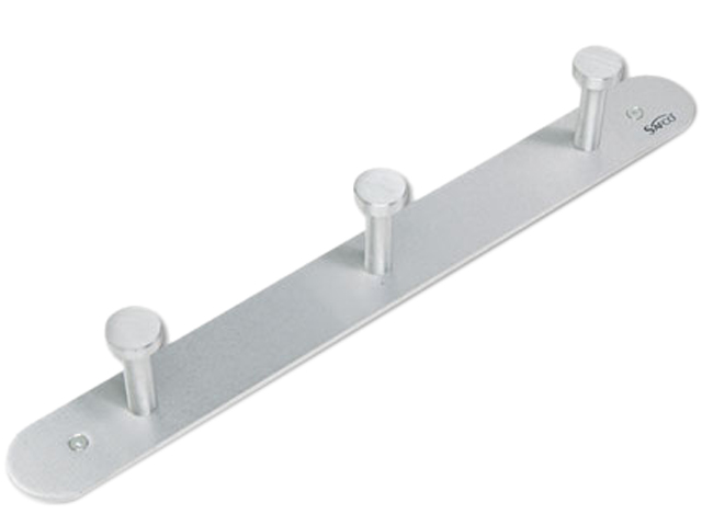 Safco 4201 Nail Head Wall Coat Rack, Three Hooks, Metal, Satin Aluminum