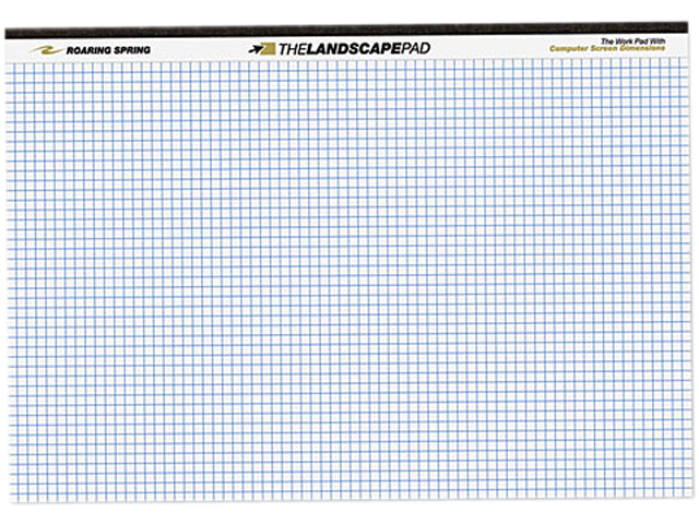 Roaring Spring 74505 Landscape Format Writing Pad, Quad Ruled, 11 x 9 1/2, White, 40 Sheets/Pad