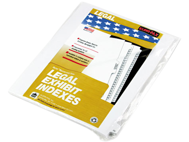 Kleer Fax 91024 90000 Series Legal Exhibit Index Dividers, Side Tab, Printed "24", 25/Pack