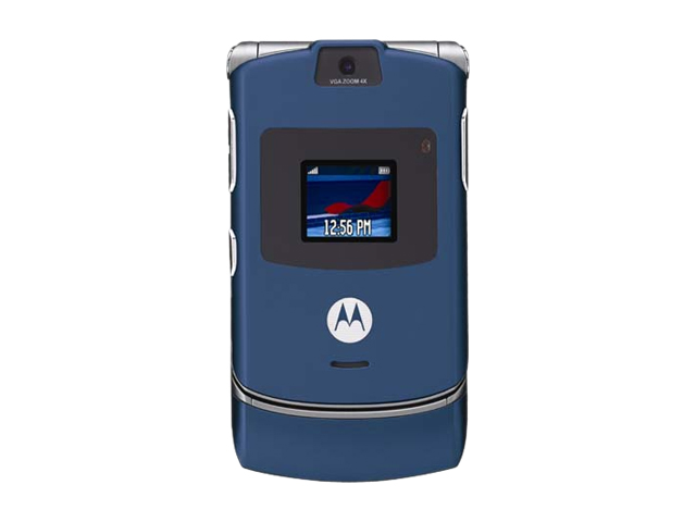 Motorola RAZR V3 Blue Unlocked Cell Phone Carrier Badge