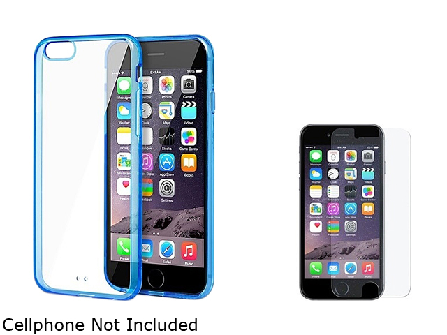 Insten Blue Bumper Snap in Case Cover + Colorful Diamond Glitter Screen Protector for Apple iPhone 6 Plus 5.5" 1984997