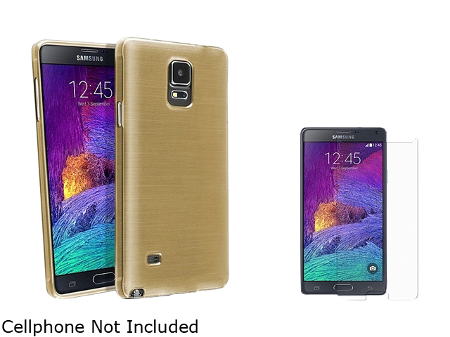 Insten Champagne Gold Silk TPU Case Cover with Glitter Screen Protector Cover for Samsung Galaxy Note 4 SM N910 1992776